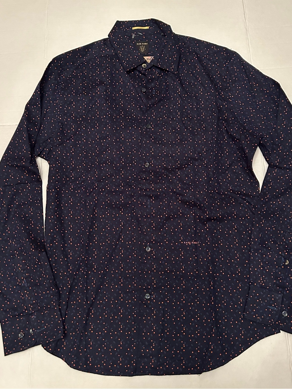 Rare Rabbit Navy Dot-Print Long-Sleeve Shirt